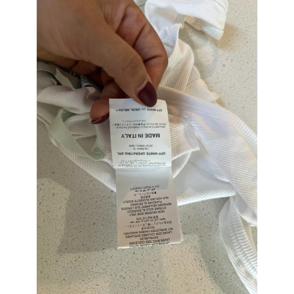 Off-white Open back Printed Ribbed Cotton-blend Jersey Bodysuit - Picture 12 of 12